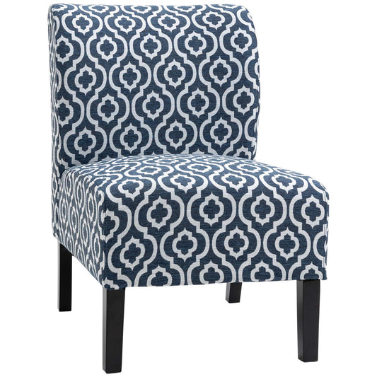 Armless Accent Chair for Bedroom, Upholstered Slipper Side Chair for Living Room with Wood Legs, Blue at Gallery Canada