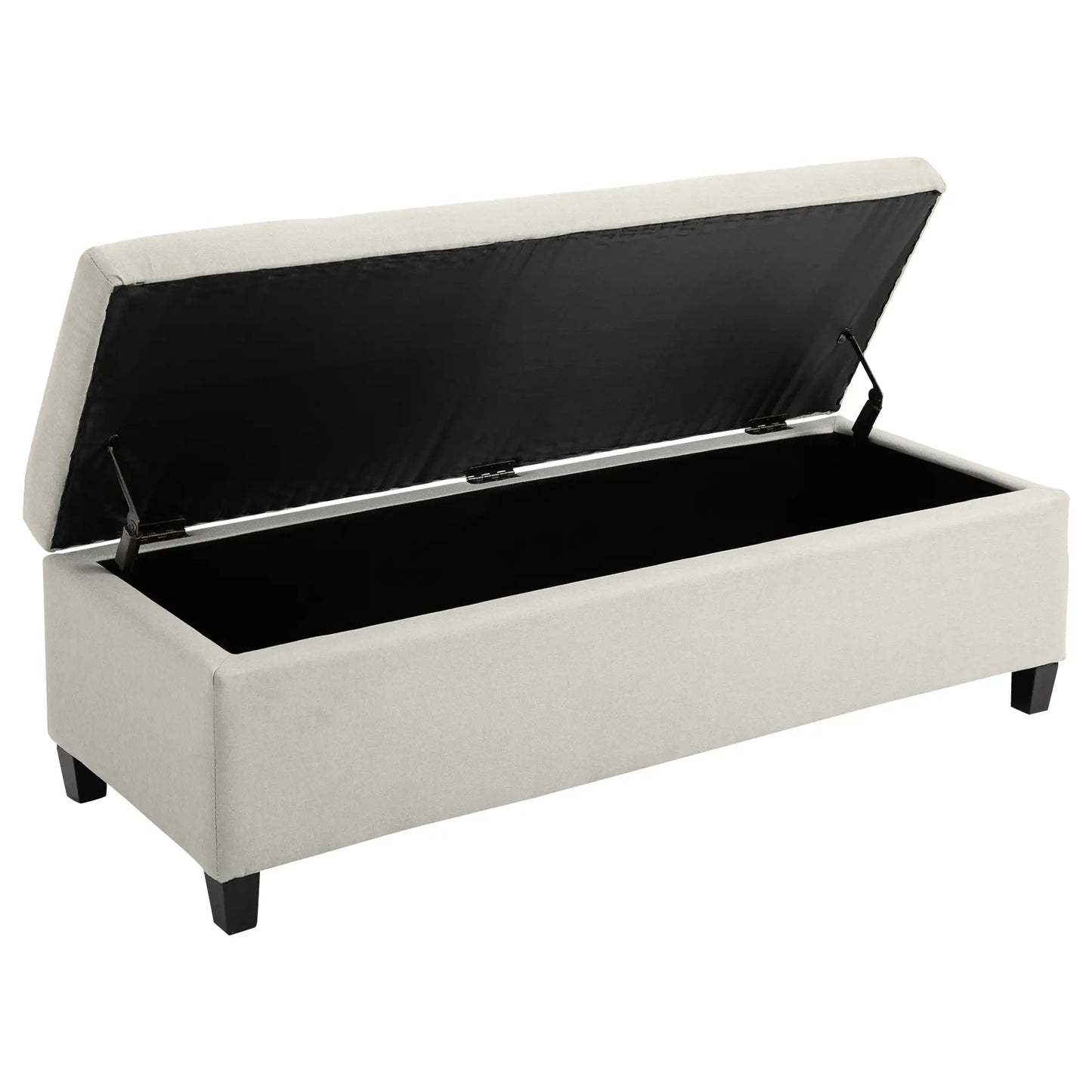 Rectangular Entry Bench, Tufted Upholstered Linen, Wood Feet, Beige Storage Ottomans & Benches at Gallery Canada