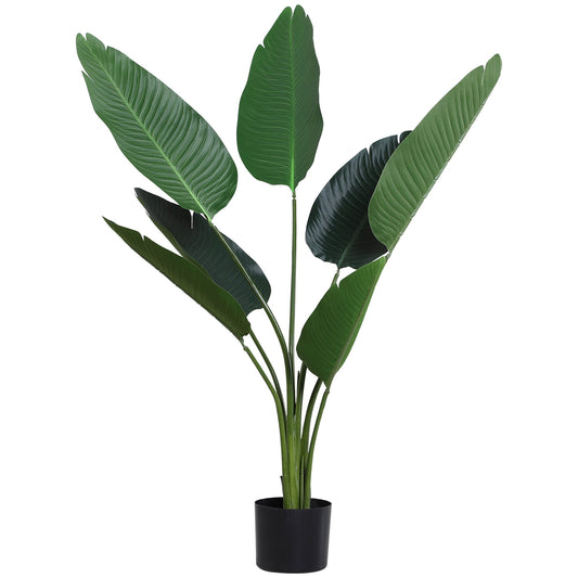 4FT Artificial Bird of Paradise Plant, Fake Tropical Plam Tree with 7 Banana Leaves in Pot, Faux Plant for Indoor and Outdoor, Green - Gallery Canada