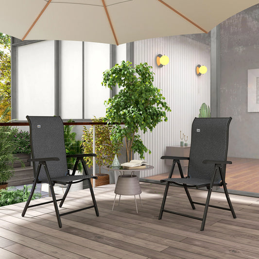 2PCs Outdoor Wicker Folding Chairs, Adjustable Backrest, Grey Patio Chairs Black Frame, Grey PE Rattan at Gallery Canada