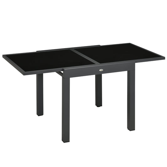 63" Extendable Outdoor Dining Table Patio Table with Aluminum Frame and Tempered Glass Tabletop, Black at Gallery Canada