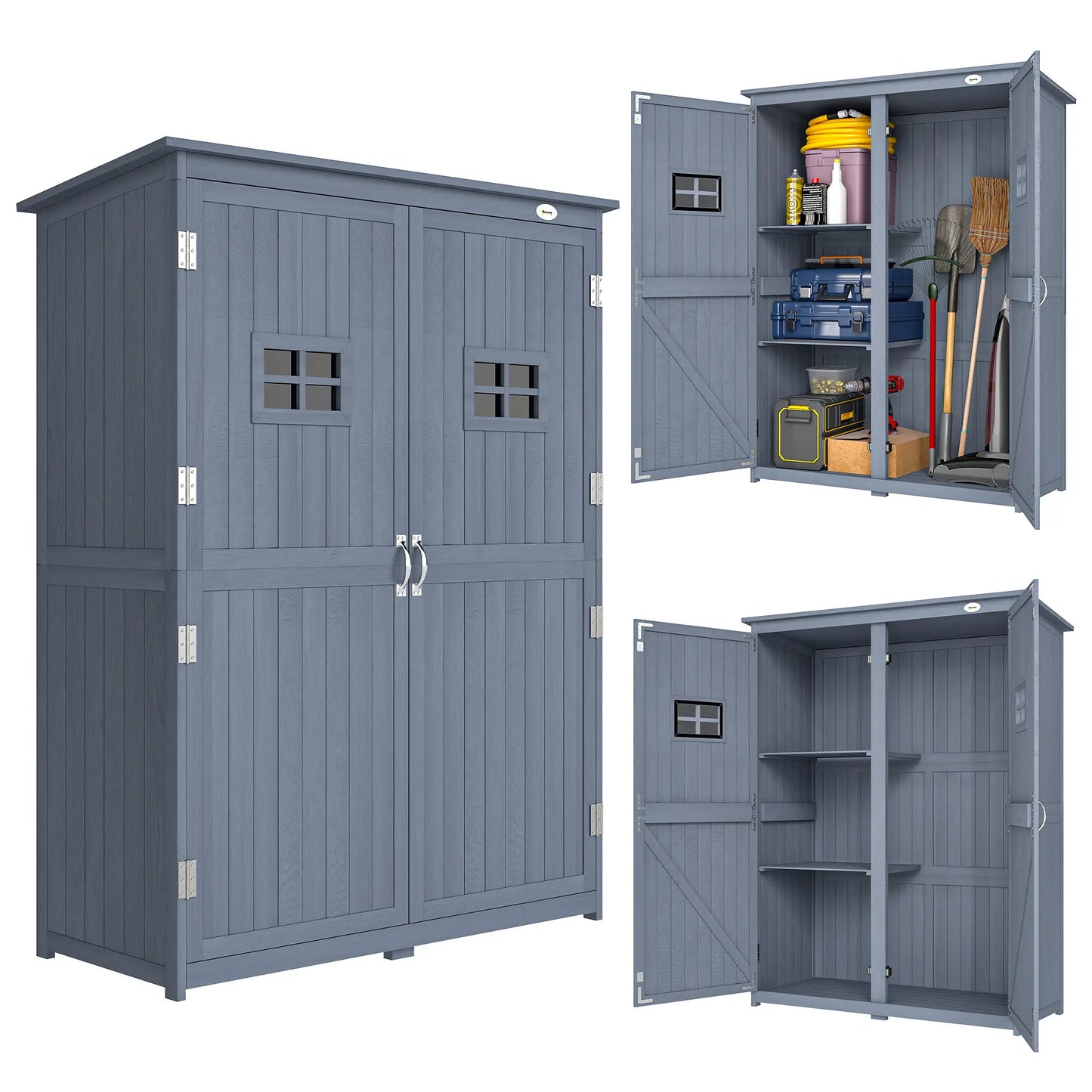 4x1.5ft Wooden Storage Shed, Outdoor Tool Cabinet, Dark Grey Sheds at Gallery Canada