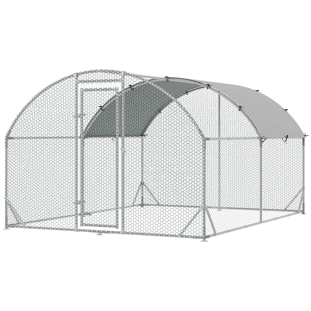 Large Metal Chicken Coop, Walk-In Enclosure, 9.2' x 12.5' x 6.5', Silver Chicken Coops at Gallery Canada