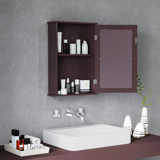 Bathroom Mirror Cabinet, Wall Mounted Medicine Cabinet, Dark Brown