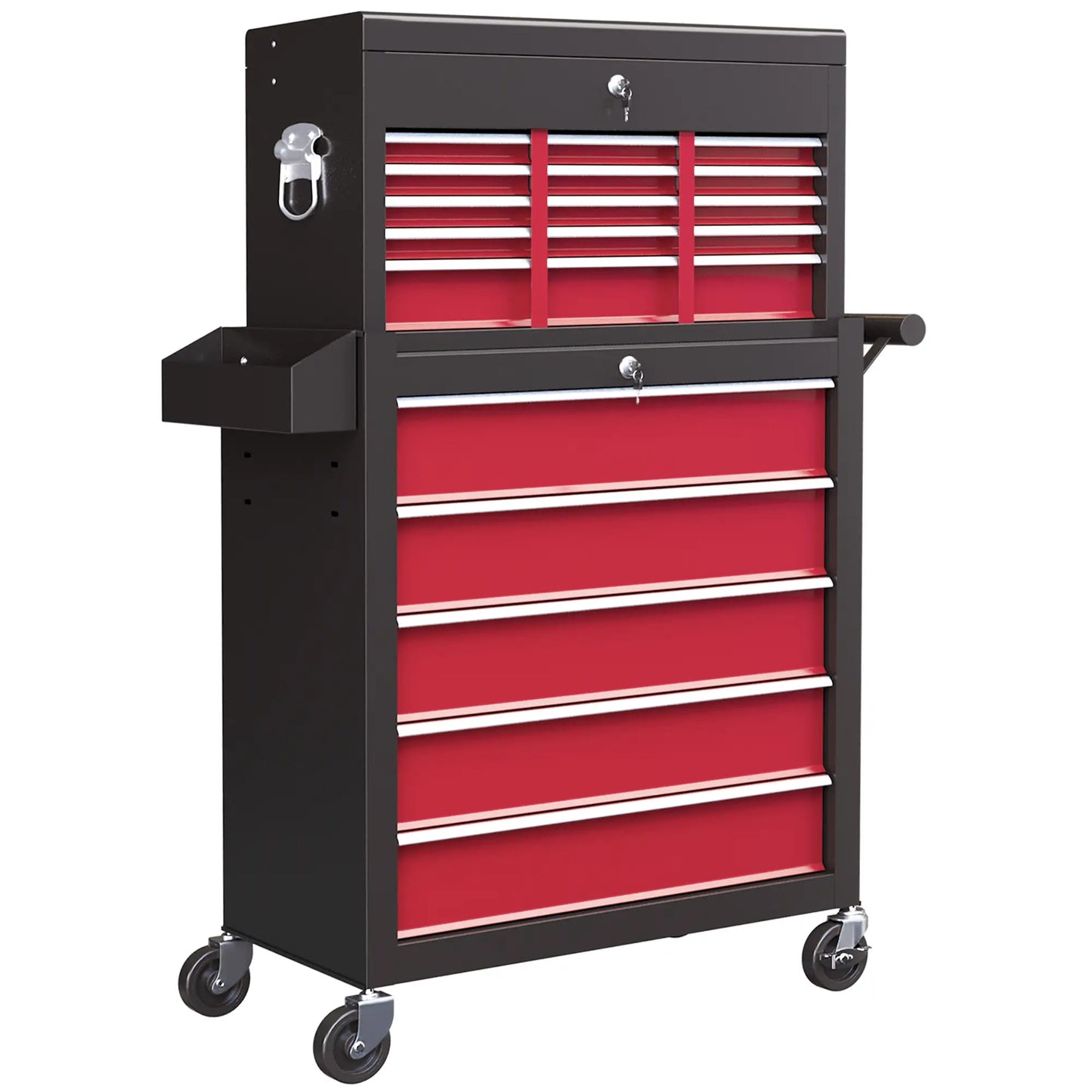 14 Drawer Rolling Tool Chest, Lockable Storage Cabinet, Detachable Top Toolbox, Red Tool Organizers at Gallery Canada