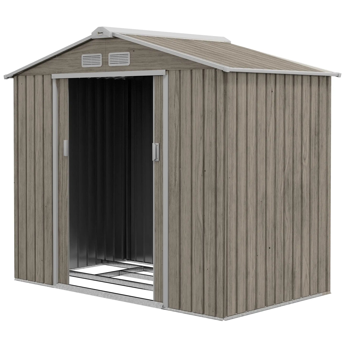 7' x 4' x 6' Garden Storage Shed, Metal Tool House, Light Brown Sheds at Gallery Canada