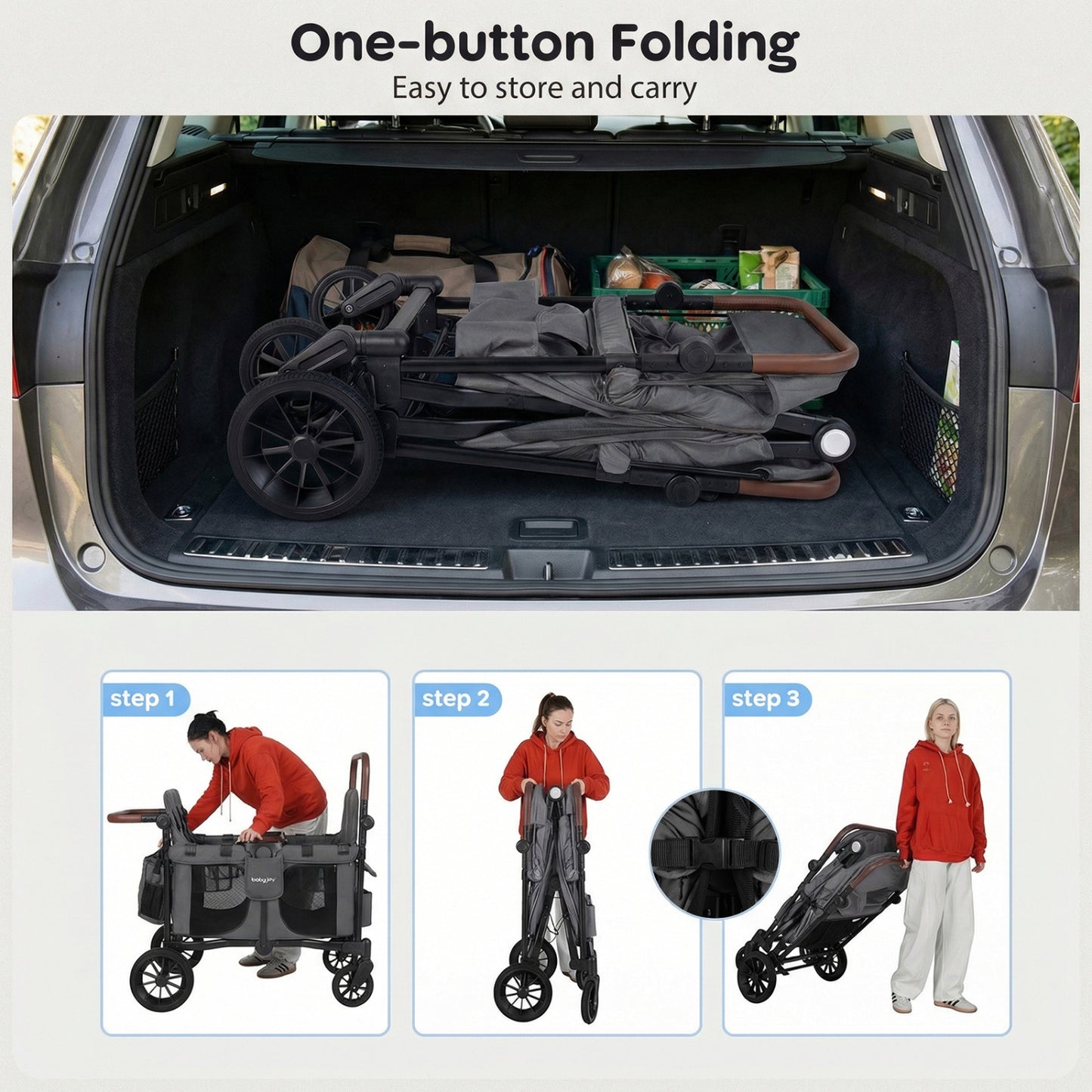 Foldable 4-Seater Wagon Stroller, Gray Baby Strollers at Gallery Canada