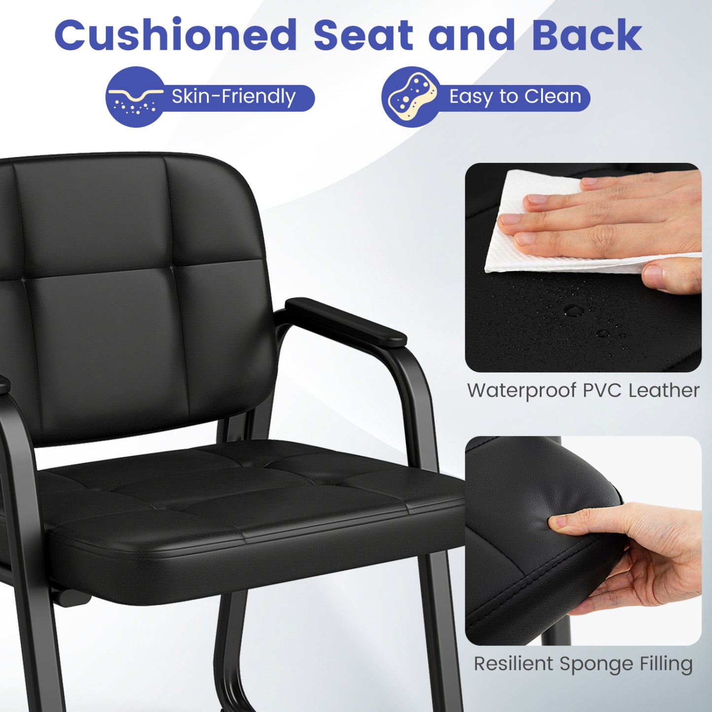 Leather Office Reception Chairs, Set of 2, Black Conference Chairs at Gallery Canada