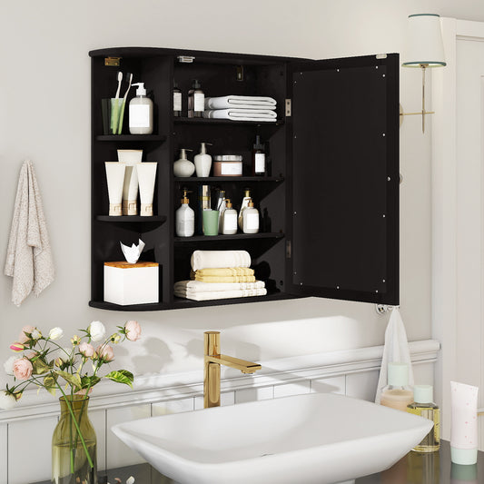 Wall Mounted Bathroom Mirror Cabinet With Storage Shelves, Black Wall Cabinets Black at Gallery Canada