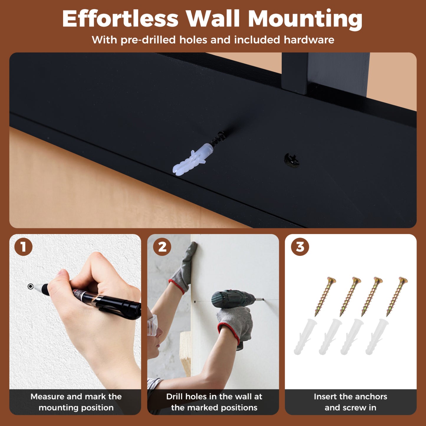 Wall Mounted Billiards Pool Cue Rack, Black Game Room at Gallery Canada