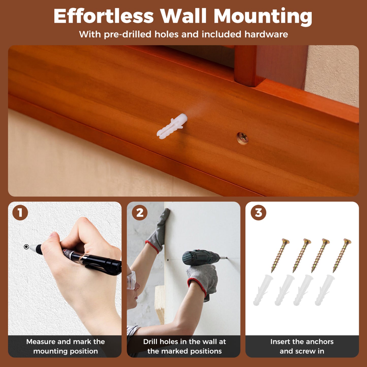 Wall Mounted Pool Cue Rack, Brown Game Room at Gallery Canada