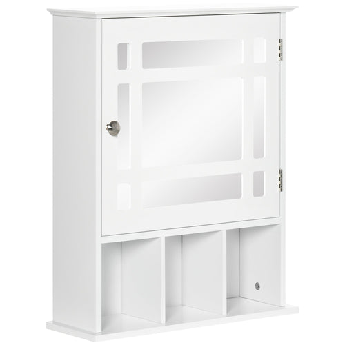 Bathroom Mirror Cabinet, Wall Mounted Medicine Cabinet, 3 Shelf Organizer for Kitchen, White