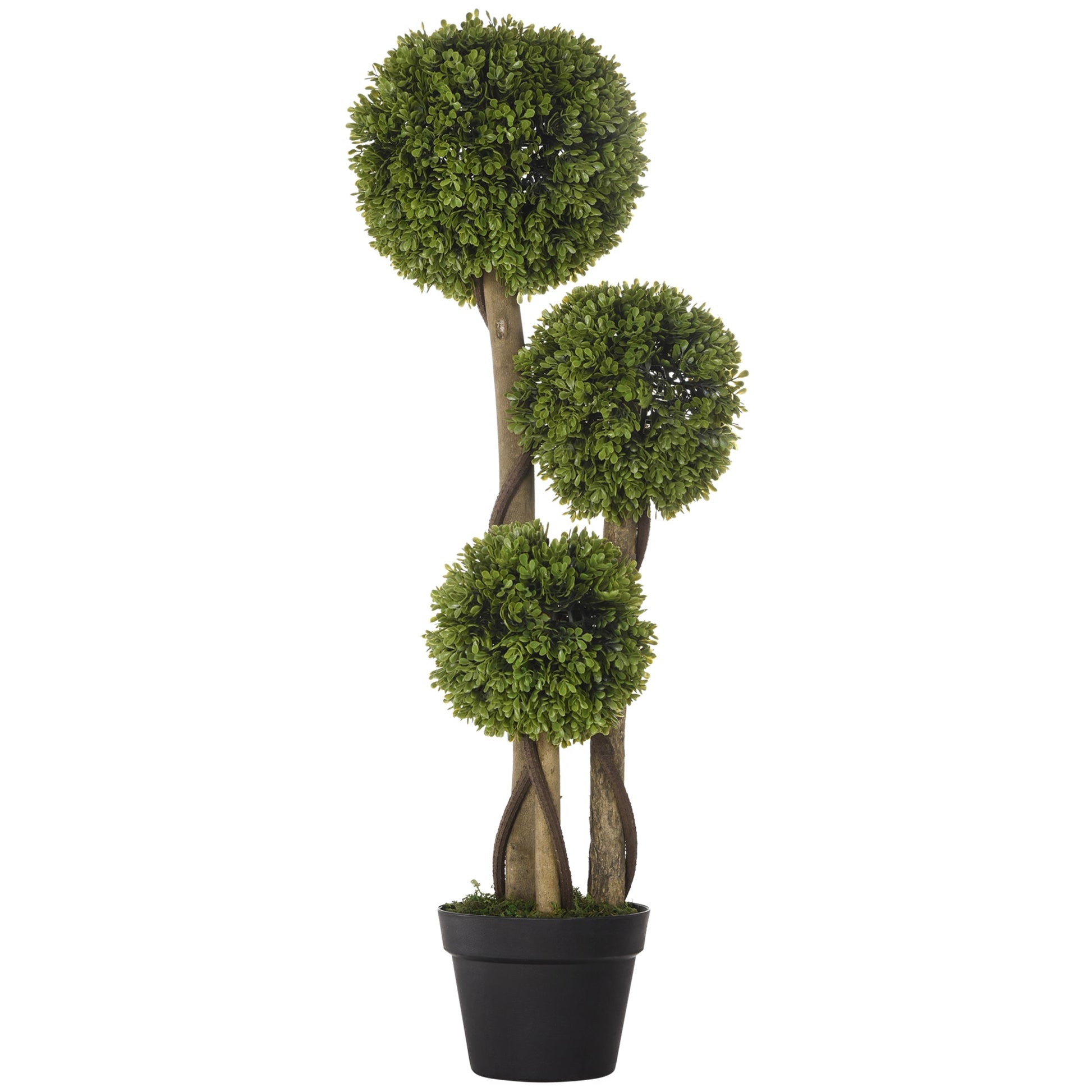 3FT Artificial Boxwood Topiary Tree, Potted Fake Plant, Triple Ball Tree for Indoor and Outdoor, Green at Gallery Canada