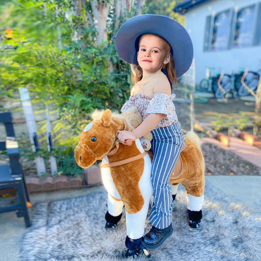 Kids Rocking Horse, Large Ride on Toy for Toddlers, Brown Rocking Horses Brown at Gallery Canada