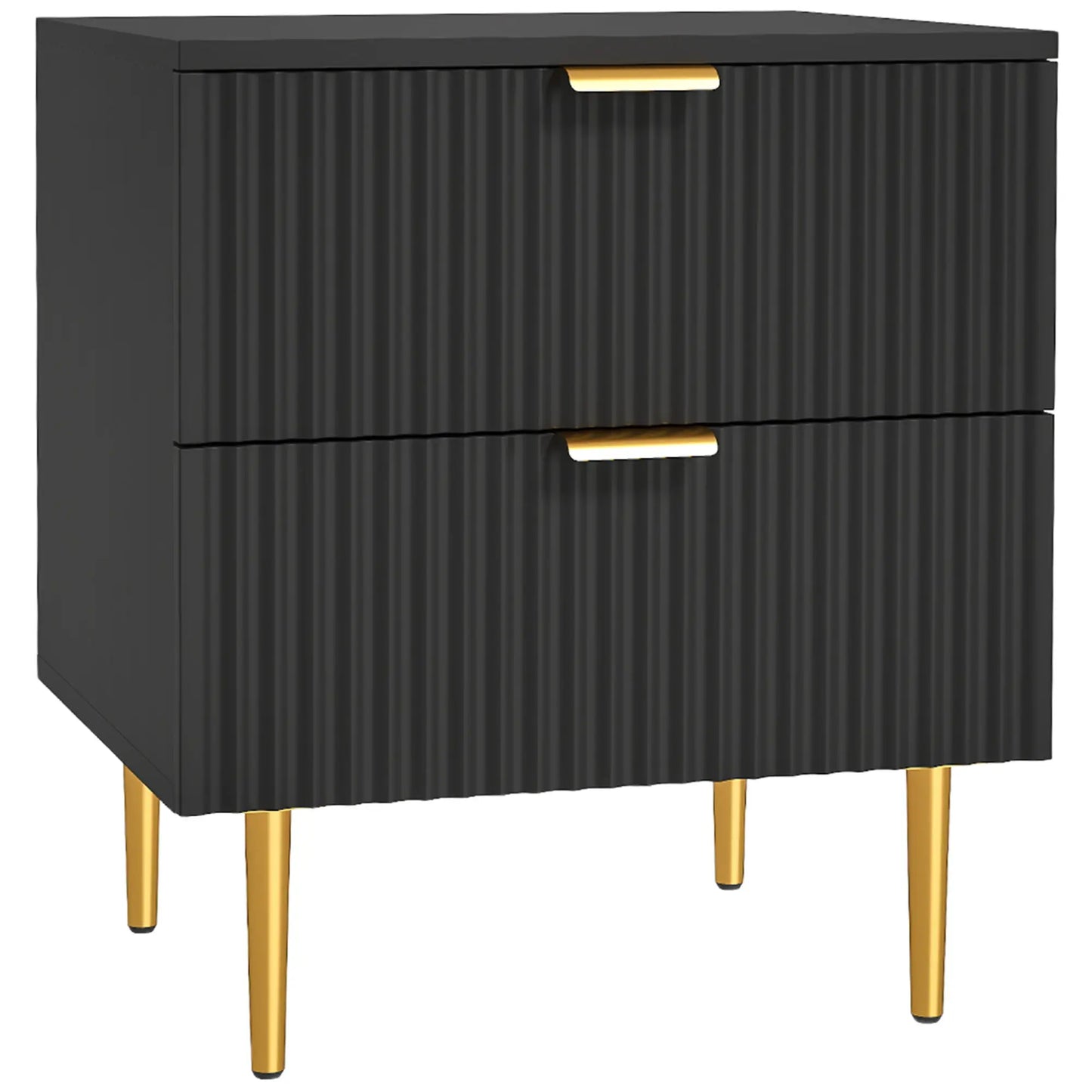 Modern Nightstand, 2 Drawers, Metal Legs, Black Bedside Tables at Gallery Canada