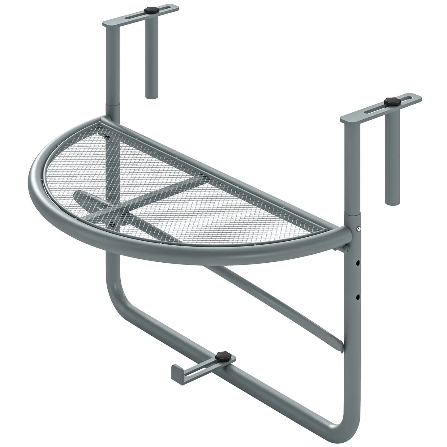 Adjustable Balcony Hanging Table, Metal Wall Desk, Outdoor Flower Stand, Half Round, Grey Balcony Table Hanging at Gallery Canada