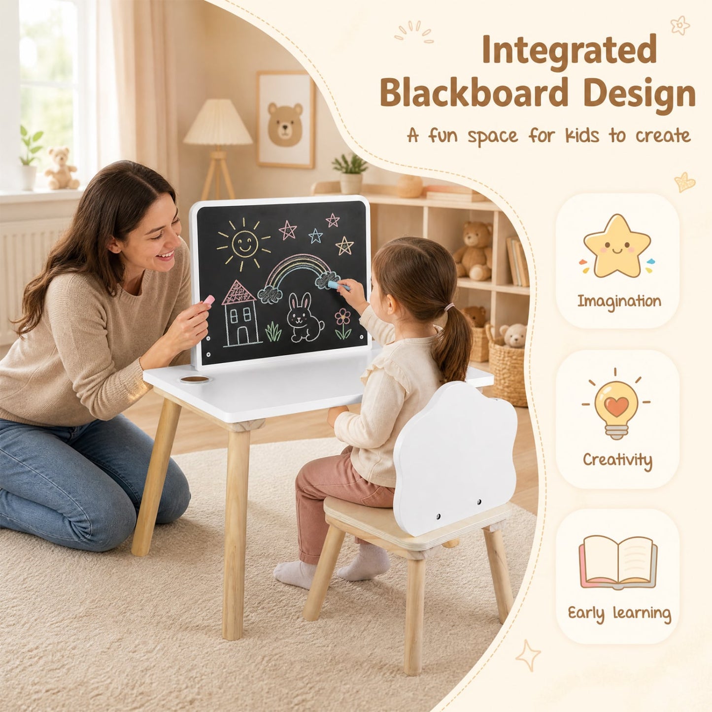 Weaning Table and Chair Set With Chalkboard