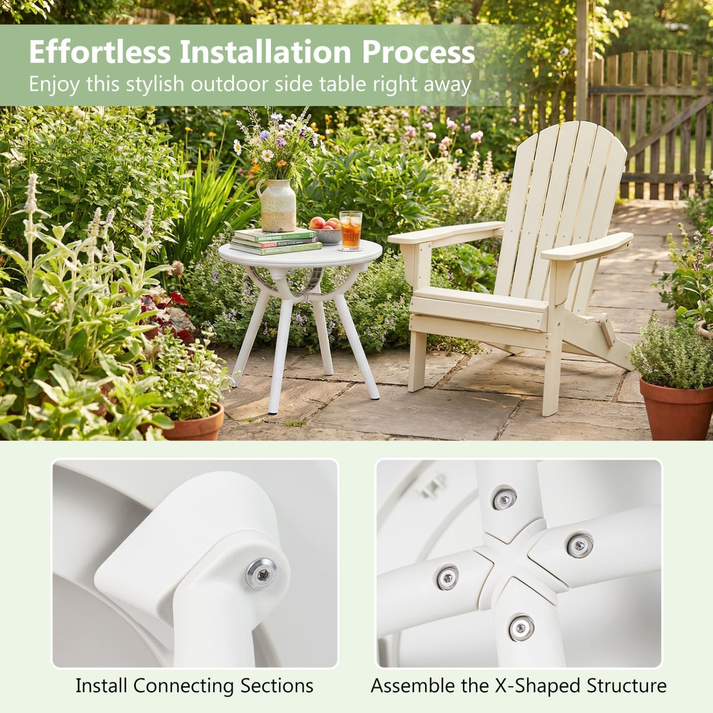 Weather-Resistant Small End Table, 1 Piece, White Patio Coffee Tables at Gallery Canada