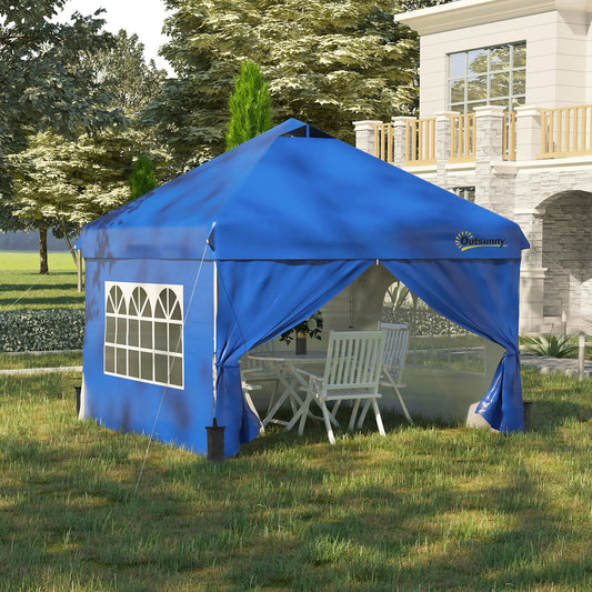 10' x 10' Pop Up Canopy Tent, Instant Sun Shelter, Blue Pop Up Canopies Blue at Gallery Canada