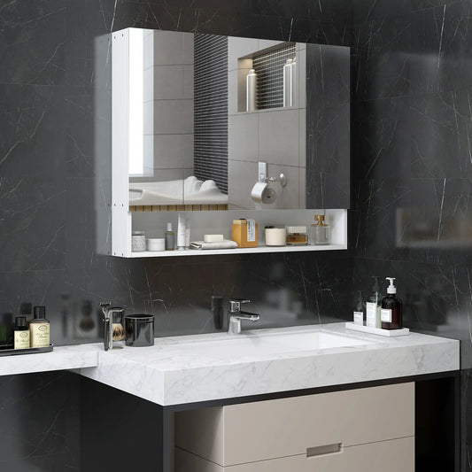 Wall Mounted Medicine Cabinet with Mirror, Adjustable Shelves, White Mirror Medicine Cabinets White at Gallery Canada