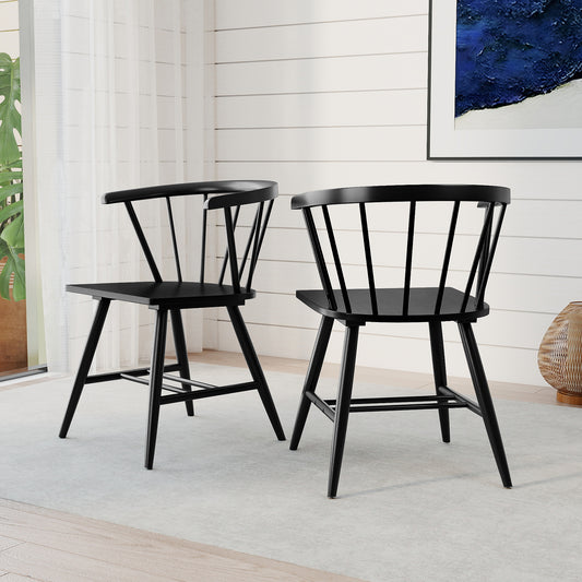 Mid-Century Modern Dining Chair Set Of 2, Black Dining Chairs Black at Gallery Canada