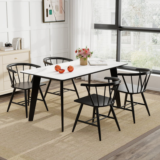 Mid-Century Modern Dining Chair Set, 4 Kitchen Chairs, Black Dining Chairs Black at Gallery Canada