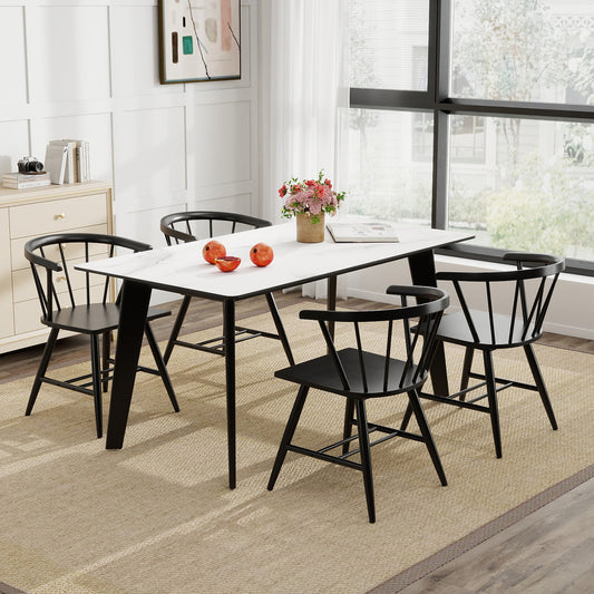 Mid-Century Modern Dining Chair Set, 4 Kitchen Chairs, Black Dining Chairs Black at Gallery Canada
