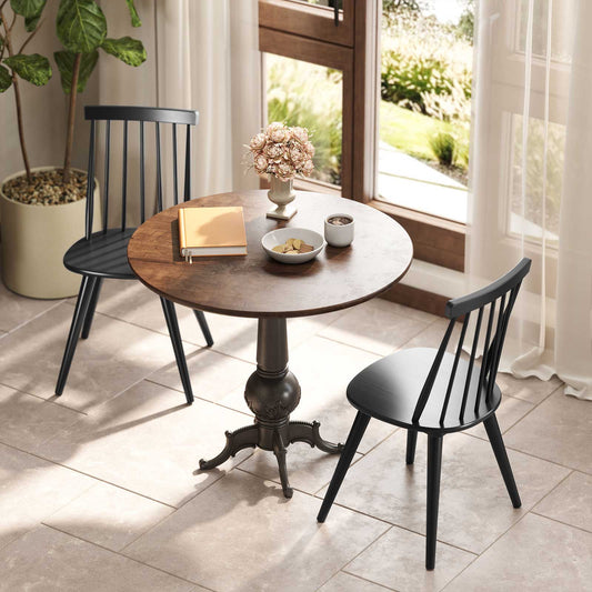 Windsor Dining Chair Set of 2, Solid Rubber Wood, Black Dining Chairs Black at Gallery Canada