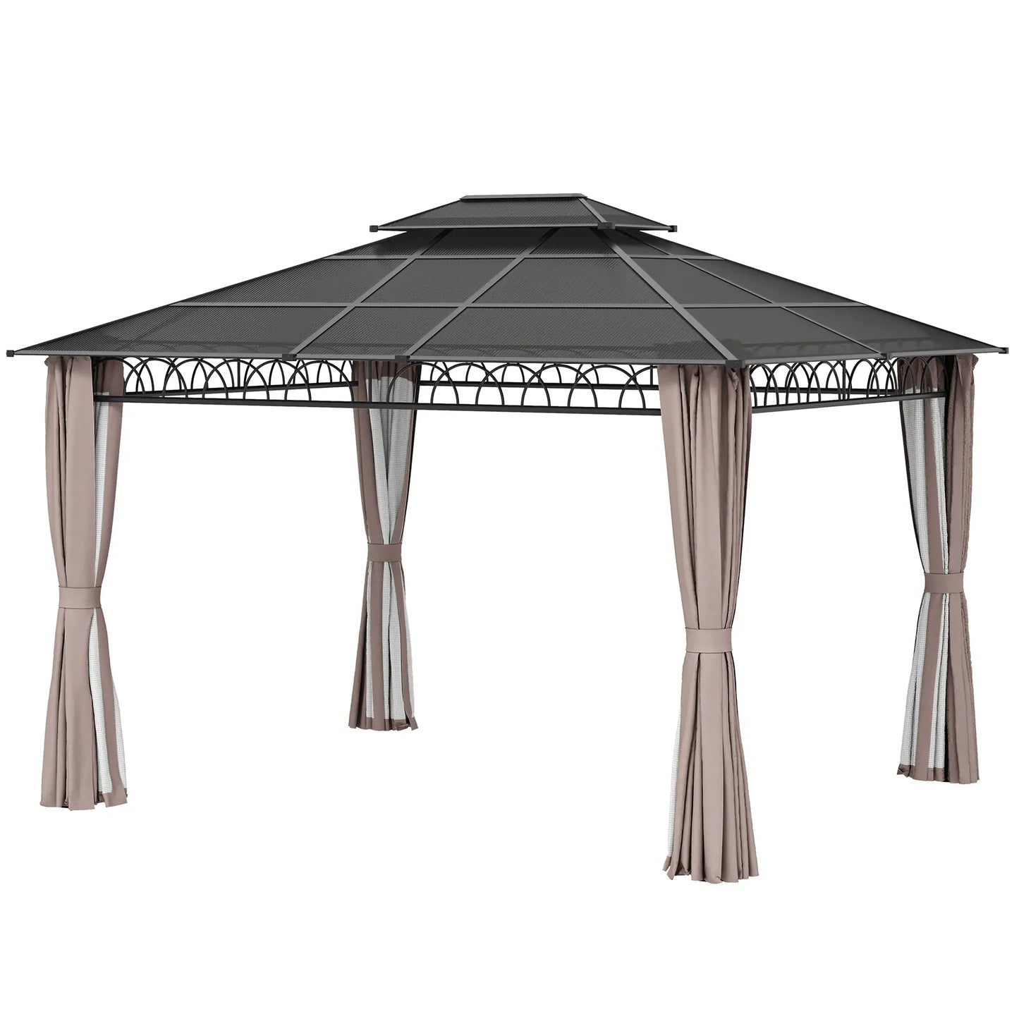 10' x 12' Hardtop Gazebo, Polycarbonate Roof, Steel Frame, Khaki Gazebos at Gallery Canada