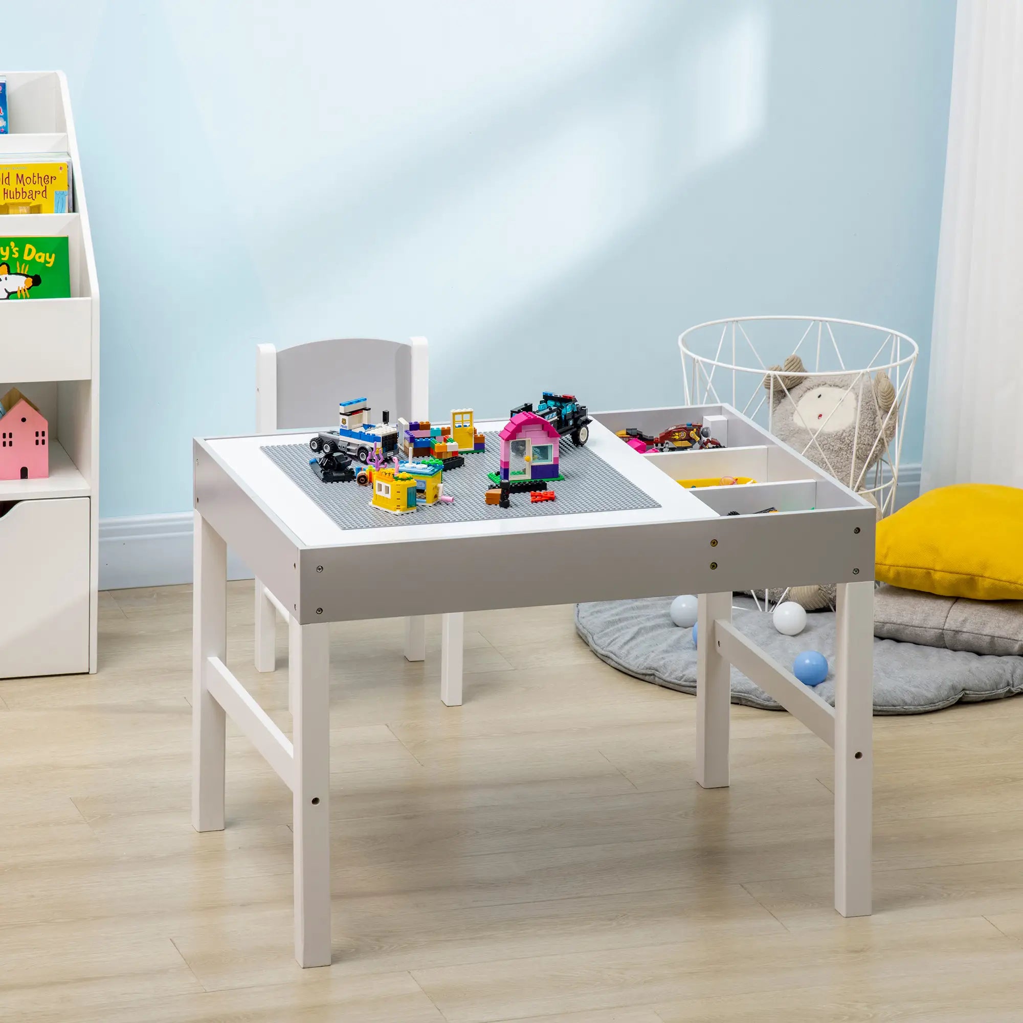 Kids Lego Table with Storage, 2PCs Toddler Activity Furniture, Grey Kids Table Sets at Gallery Canada