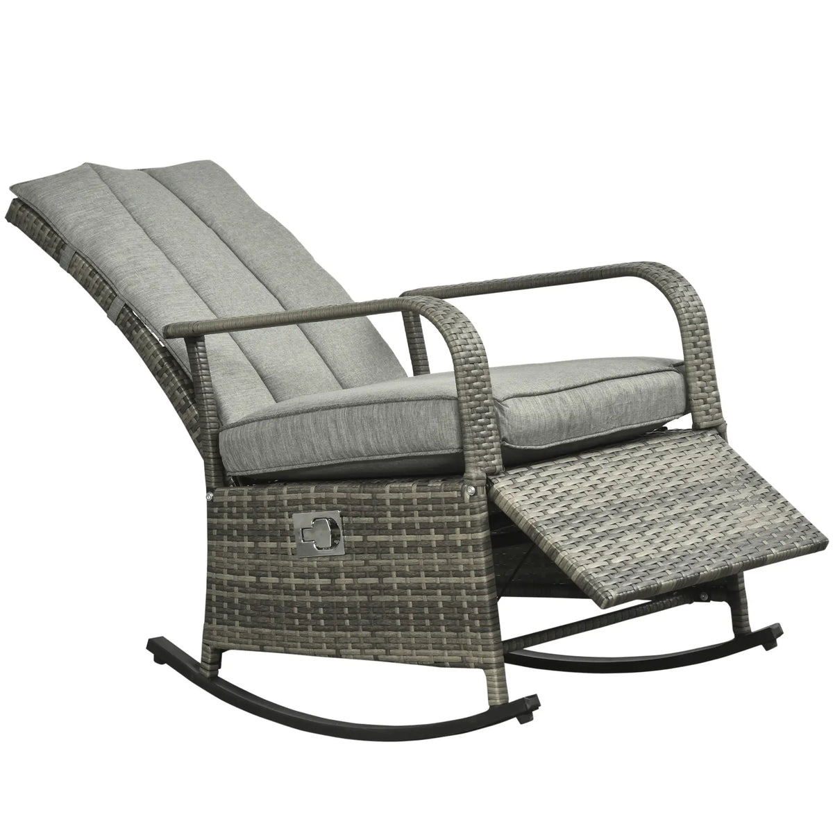 Outdoor Wicker Rocking Chair With Cushion, Mixed Grey Outdoor Rocking Chairs at Gallery Canada