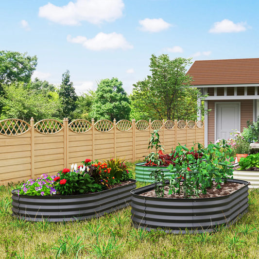 6' x 3' x 1' Galvanized Metal Raised Garden Bed Planter Box, Dark Grey Galvanized Planter Boxes Dark Grey at Gallery Canada