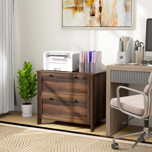 2 Drawer File Cabinet, Lockable, Adjustable Hanging Bar, Letter, A4, Legal Size, Brown Office Cabinets & Cupboards Brown at Gallery Canada