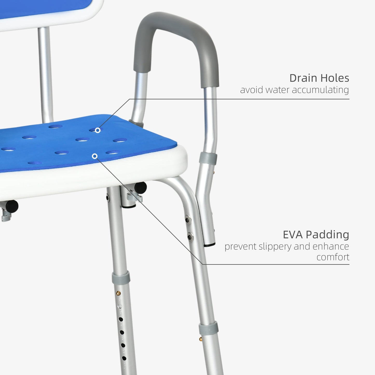 Adjustable Shower Chair with Arms and Back, Bath Chair with Padded Seat, Anti-slip Shower Bench for Seniors and Disabled, Tool-Free Assembly, 299lbs at Gallery Canada