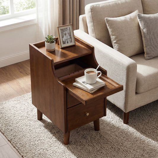 Wood Nightstand With Drawers, Brown Nightstands Brown at Gallery Canada