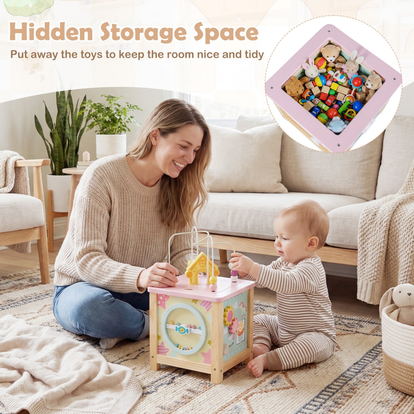Wooden Activity Cube with Montessori Sensory Toys for 18+ Months Toddlers Learning Toys at Gallery Canada