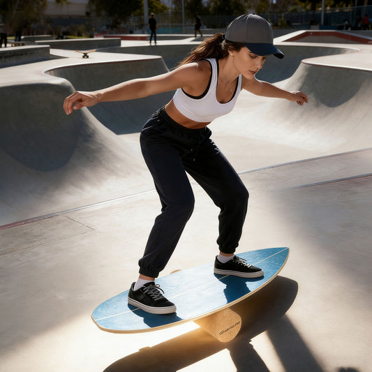 Wooden Balancing Board with Cork Roller and Storage Rack to Exercise-SE, Blue Sport Equipments Blue at Gallery Canada