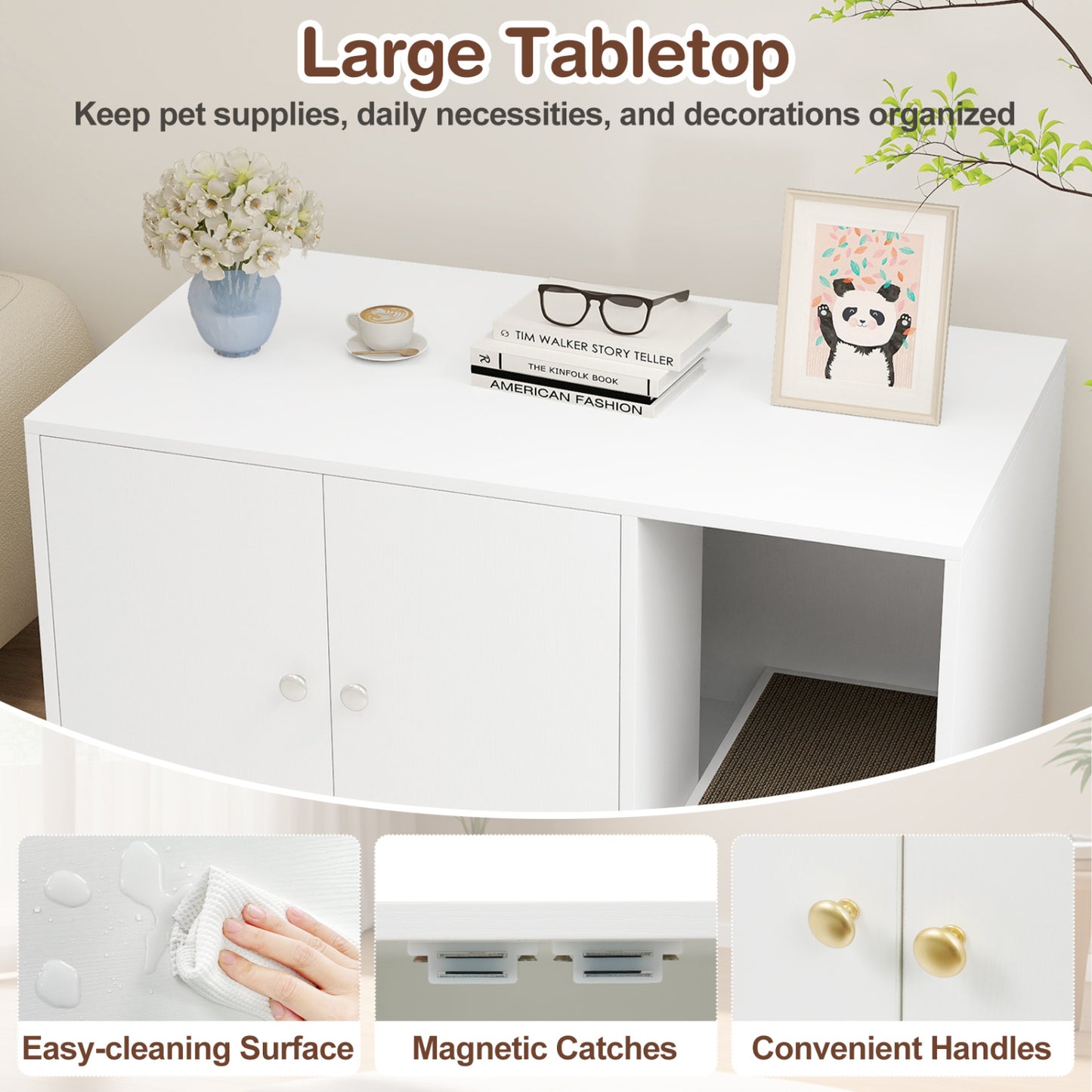 Wooden Cat Litter Box Enclosure, With Scratching Board, White Cat Houses at Gallery Canada