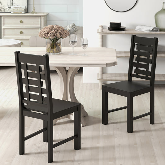 Wooden Dining Chair Set of 2 Solid Rubber Wood Kitchen Chairs, Black Dining Chairs Black at Gallery Canada