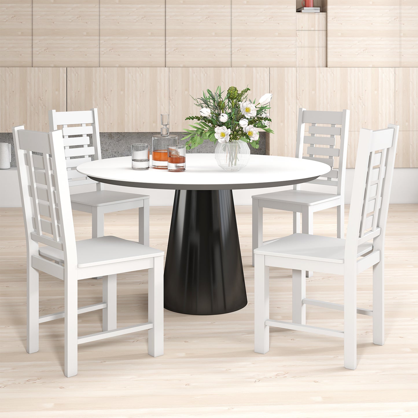 Solid Rubber Wood Dining Chair Set, 2 Chairs, White Dining Chairs at Gallery Canada