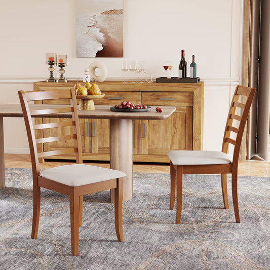 Wooden Dining Chair Set of 2 Modern Upholstered Kitchen Chair, Beige Dining Chairs Beige at Gallery Canada