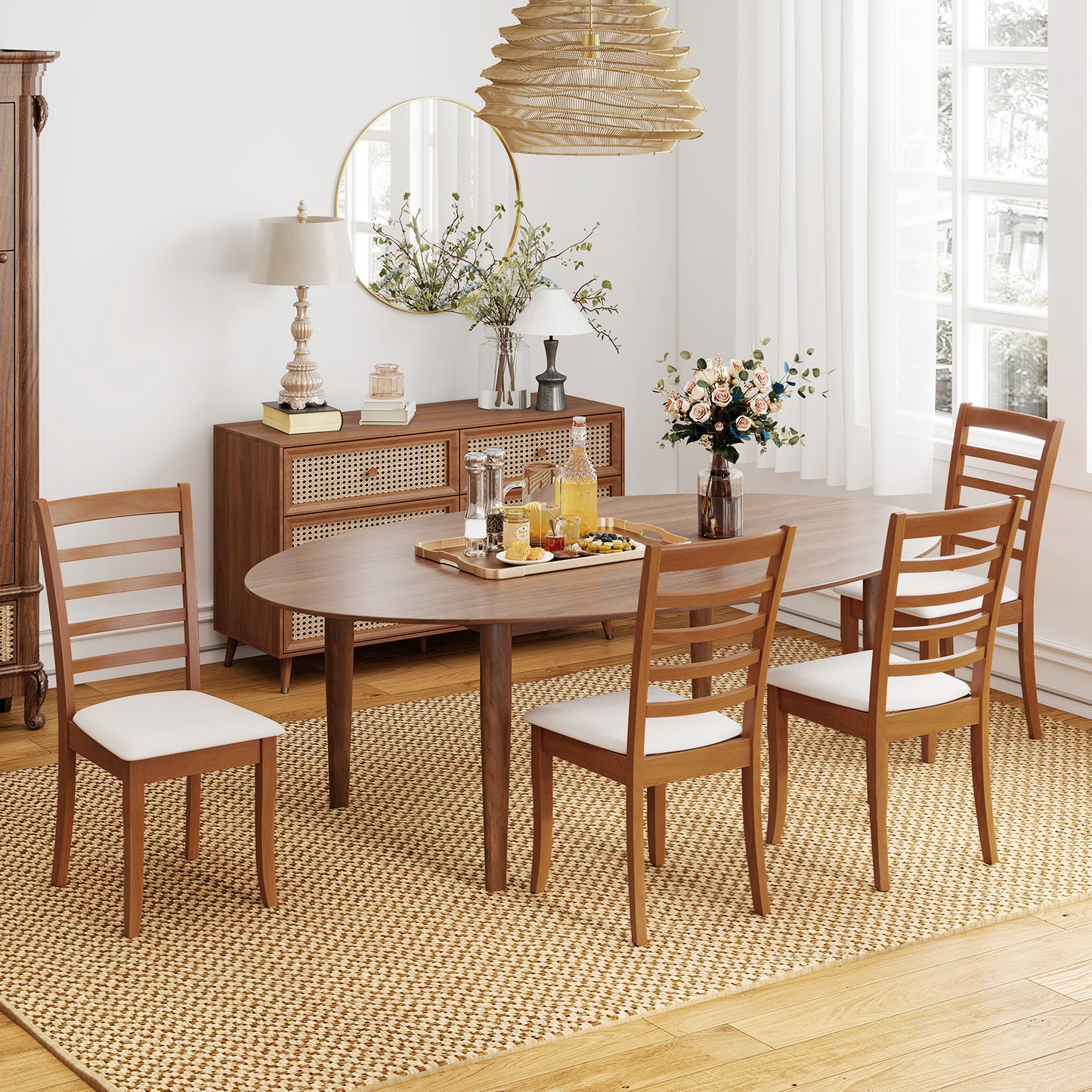 Wooden Dining Chair Set, Modern Upholstered Kitchen Chair, Beige Dining Chairs at Gallery Canada