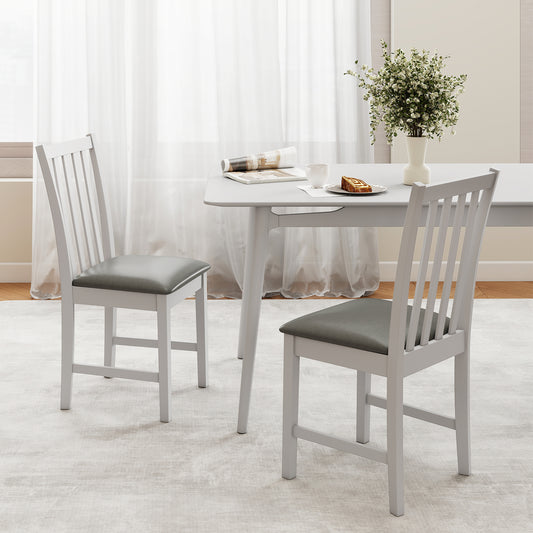 Wooden Dining Chair Set of 2 with Rubber Wood Frame and Padded Seat, White Dining Chairs White at Gallery Canada
