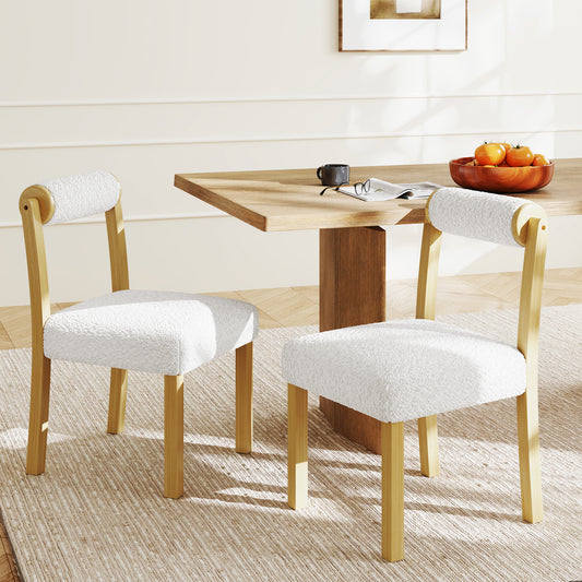 Wooden Dining Chair, Rubber Wood Frame, Cylinder Back, Set of 2, White Dining Chairs White at Gallery Canada
