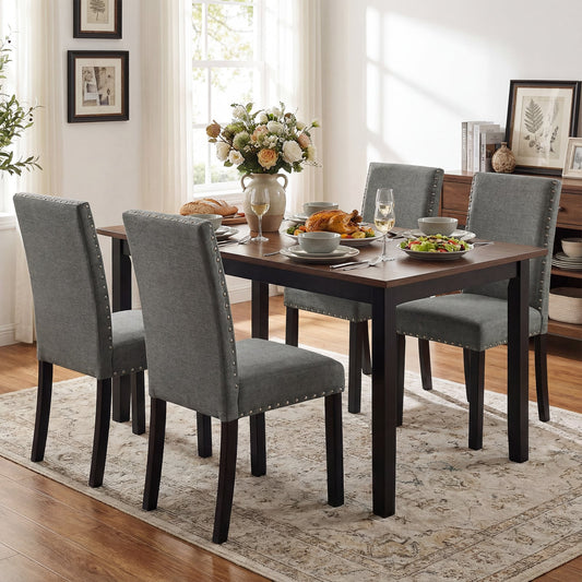 Wooden Dining Chairs Set of 4 with Bent Wood Legs, Gray