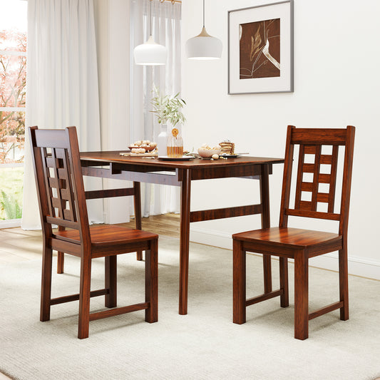 Wooden Dining Chairs, Set of 2, Solid Rubber Wood Frame, Walnut Dining Chairs Walnut at Gallery Canada