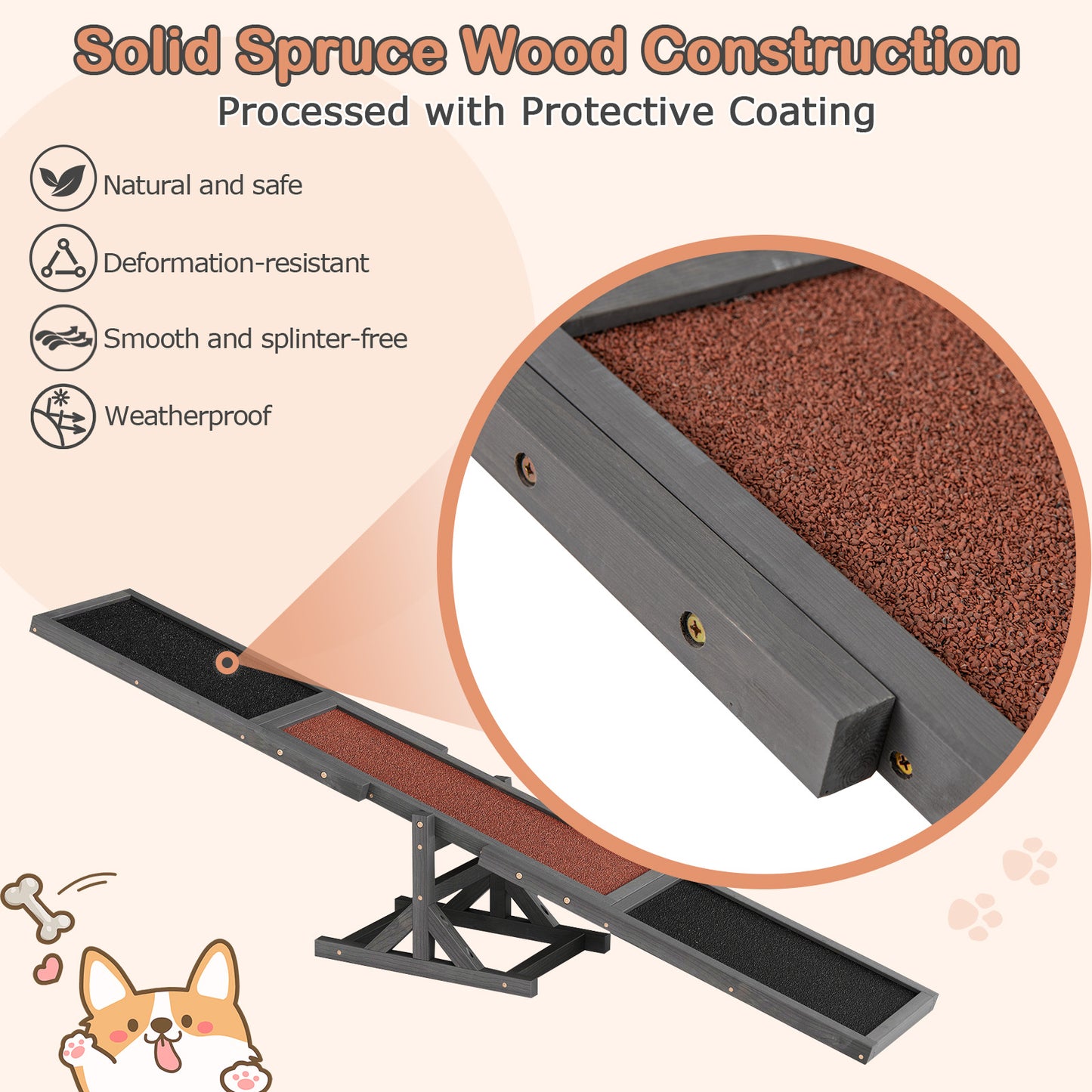 Wooden Dog Agility Seesaw, Outdoor Run Game Toy, Gray Dog Supplies at Gallery Canada