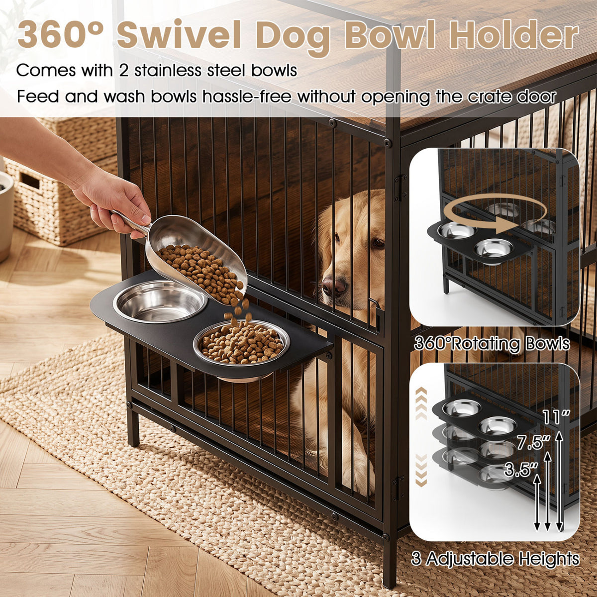 Wooden Dog Crate Furniture, Medium, Brown Dog Kennels at Gallery Canada