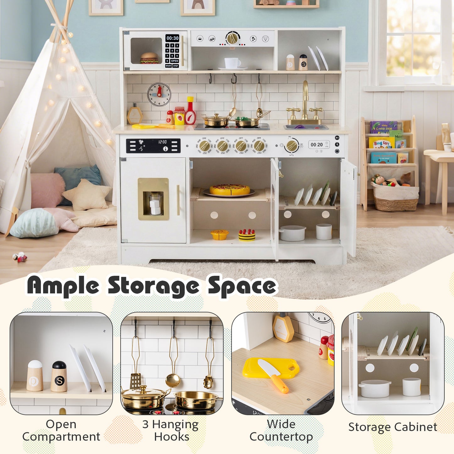 Wooden Play Kitchen With Lights, Sounds, White Play Kitchen Sets at Gallery Canada
