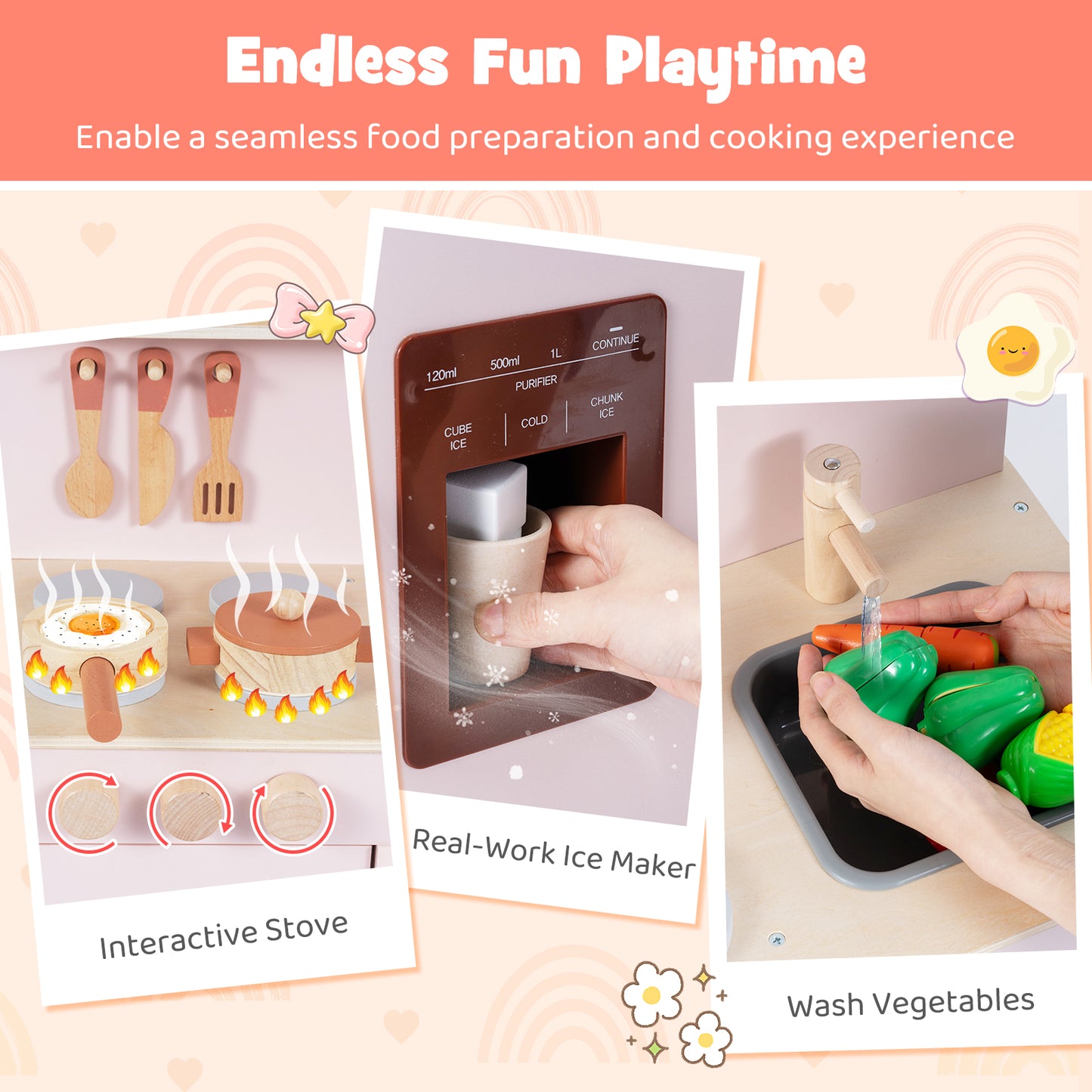 Wooden Pretend Kitchen Playset, Pink Play Kitchen Sets at Gallery Canada